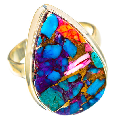 Kingman Pink Dahlia Turquoise Rings handcrafted by Ana Silver Co - RING117001 - Photo 2