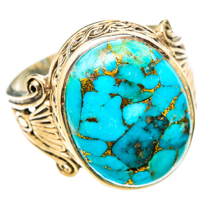 Blue Copper Composite Turquoise Rings handcrafted by Ana Silver Co - RING117017 - Photo 2