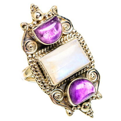Rainbow Moonstone Rings handcrafted by Ana Silver Co - RING117029 - Photo 2