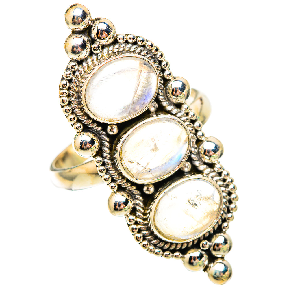 Rainbow Moonstone Rings handcrafted by Ana Silver Co - RING117035 - Photo 2
