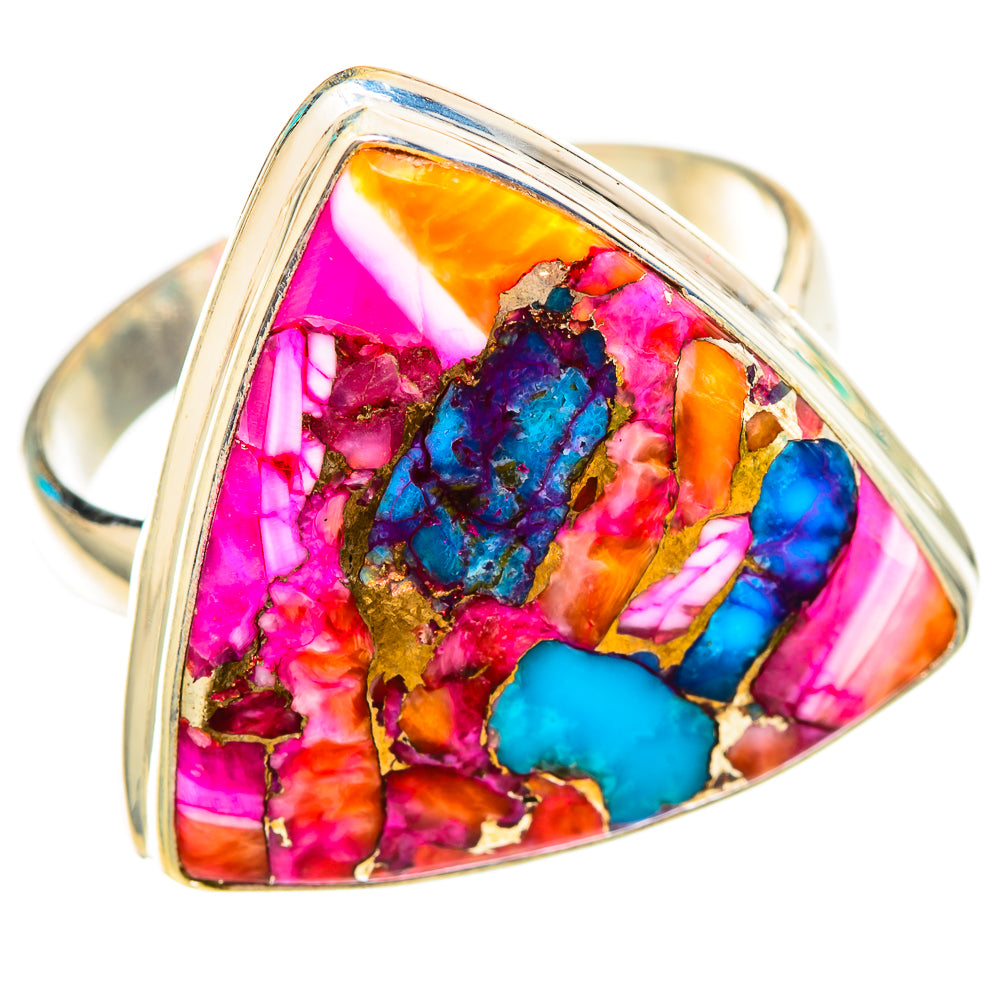 Kingman Pink Dahlia Turquoise Rings handcrafted by Ana Silver Co - RING117038 - Photo 2