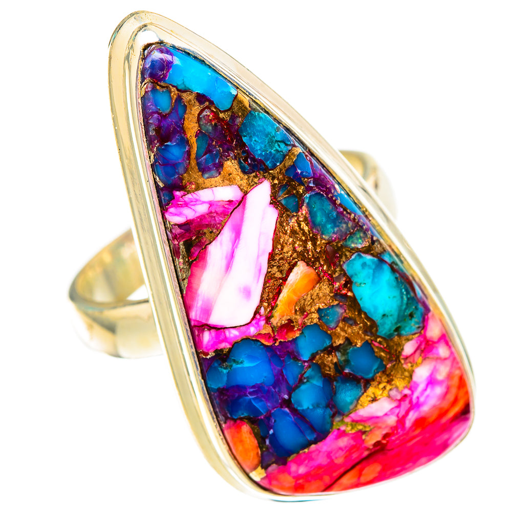 Kingman Pink Dahlia Turquoise Rings handcrafted by Ana Silver Co - RING117039 - Photo 2