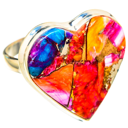 Kingman Pink Dahlia Turquoise Rings handcrafted by Ana Silver Co - RING117040 - Photo 2