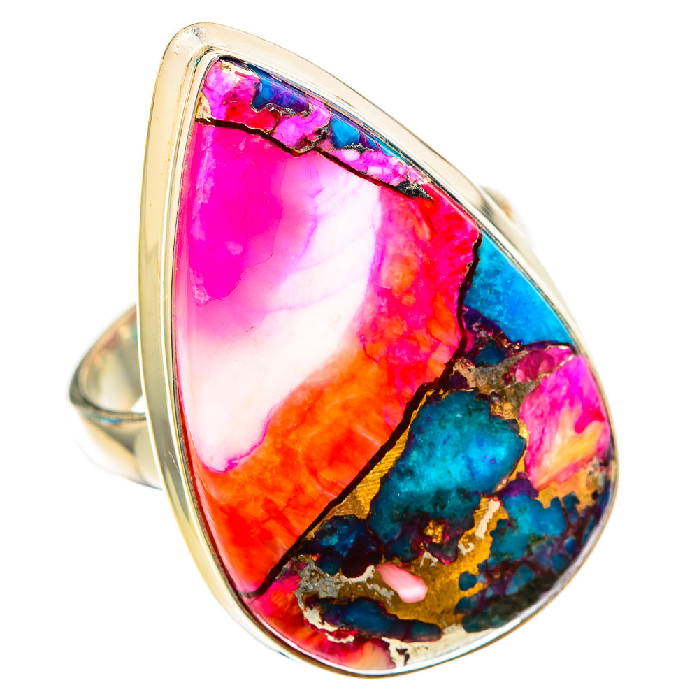 Kingman Pink Dahlia Turquoise Rings handcrafted by Ana Silver Co - RING117065 - Photo 2