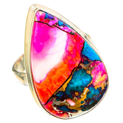 Kingman Pink Dahlia Turquoise Rings handcrafted by Ana Silver Co - RING117065 - Photo 2
