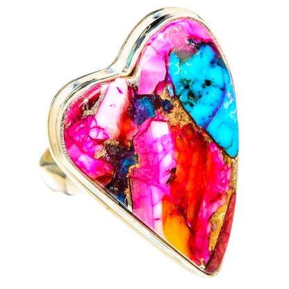 Kingman Pink Dahlia Turquoise Rings handcrafted by Ana Silver Co - RING117066 - Photo 2