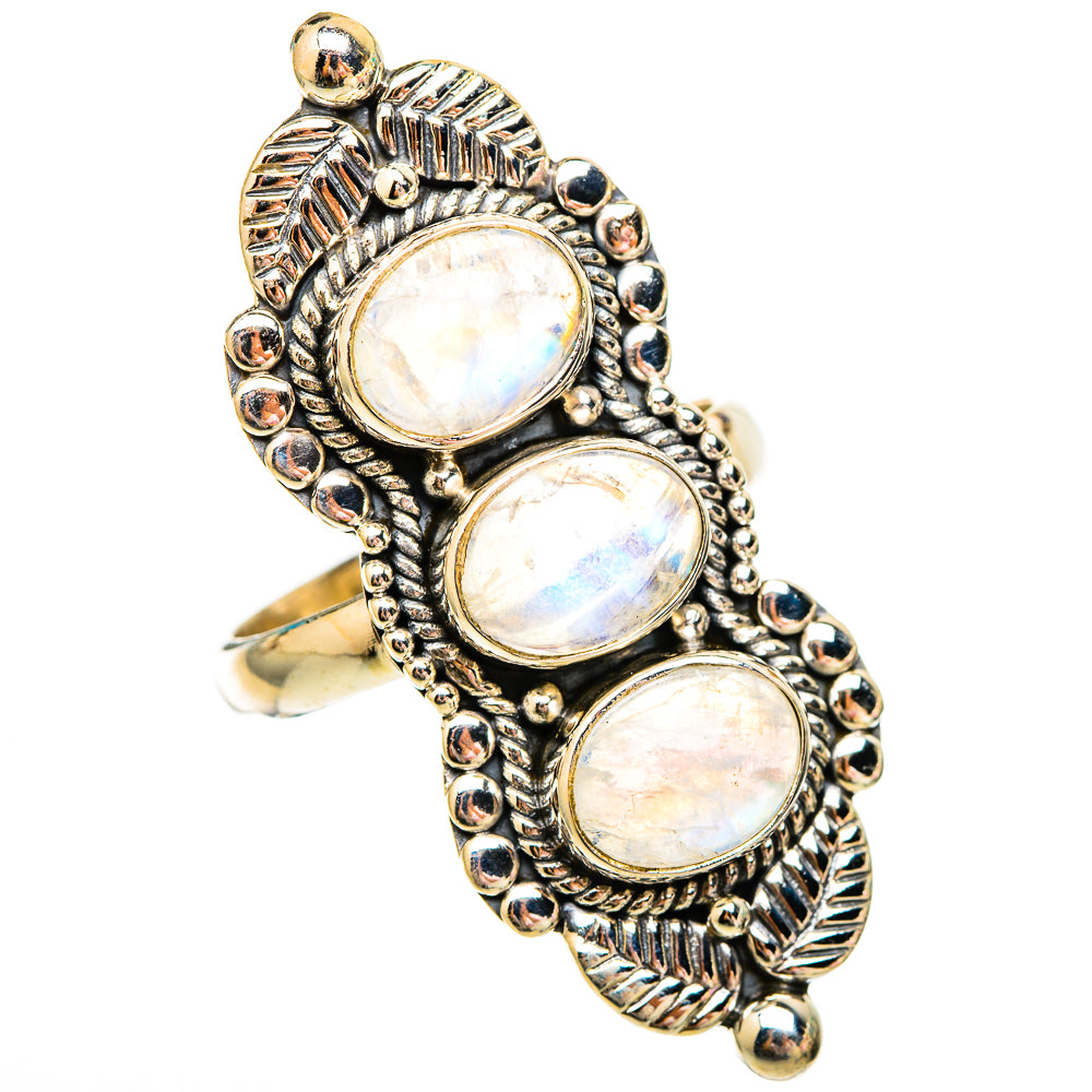 Rainbow Moonstone Rings handcrafted by Ana Silver Co - RING117089 - Photo 2