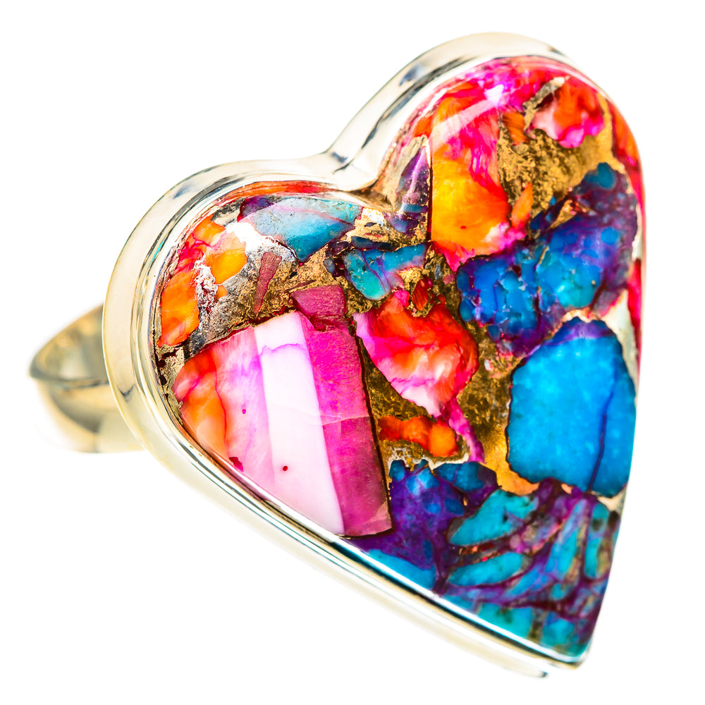 Kingman Pink Dahlia Turquoise Rings handcrafted by Ana Silver Co - RING117091 - Photo 2