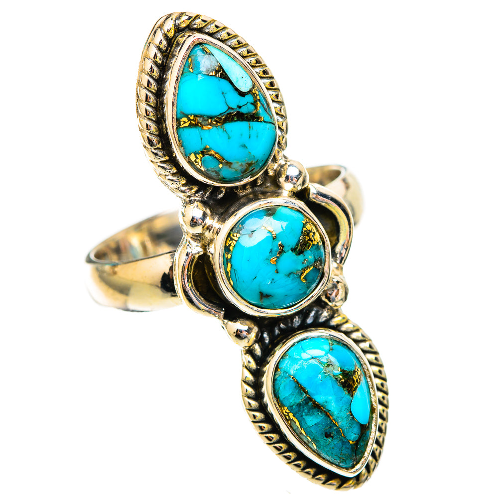 Blue Copper Composite Turquoise Rings handcrafted by Ana Silver Co - RING117104 - Photo 2