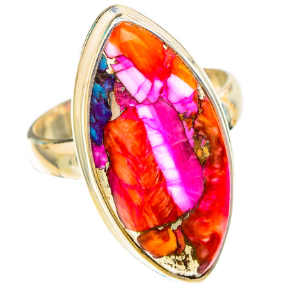 Kingman Pink Dahlia Turquoise Rings handcrafted by Ana Silver Co - RING117128 - Photo 2