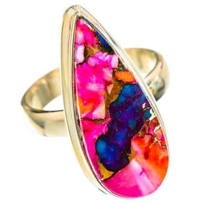 Kingman Pink Dahlia Turquoise Rings handcrafted by Ana Silver Co - RING117129 - Photo 2