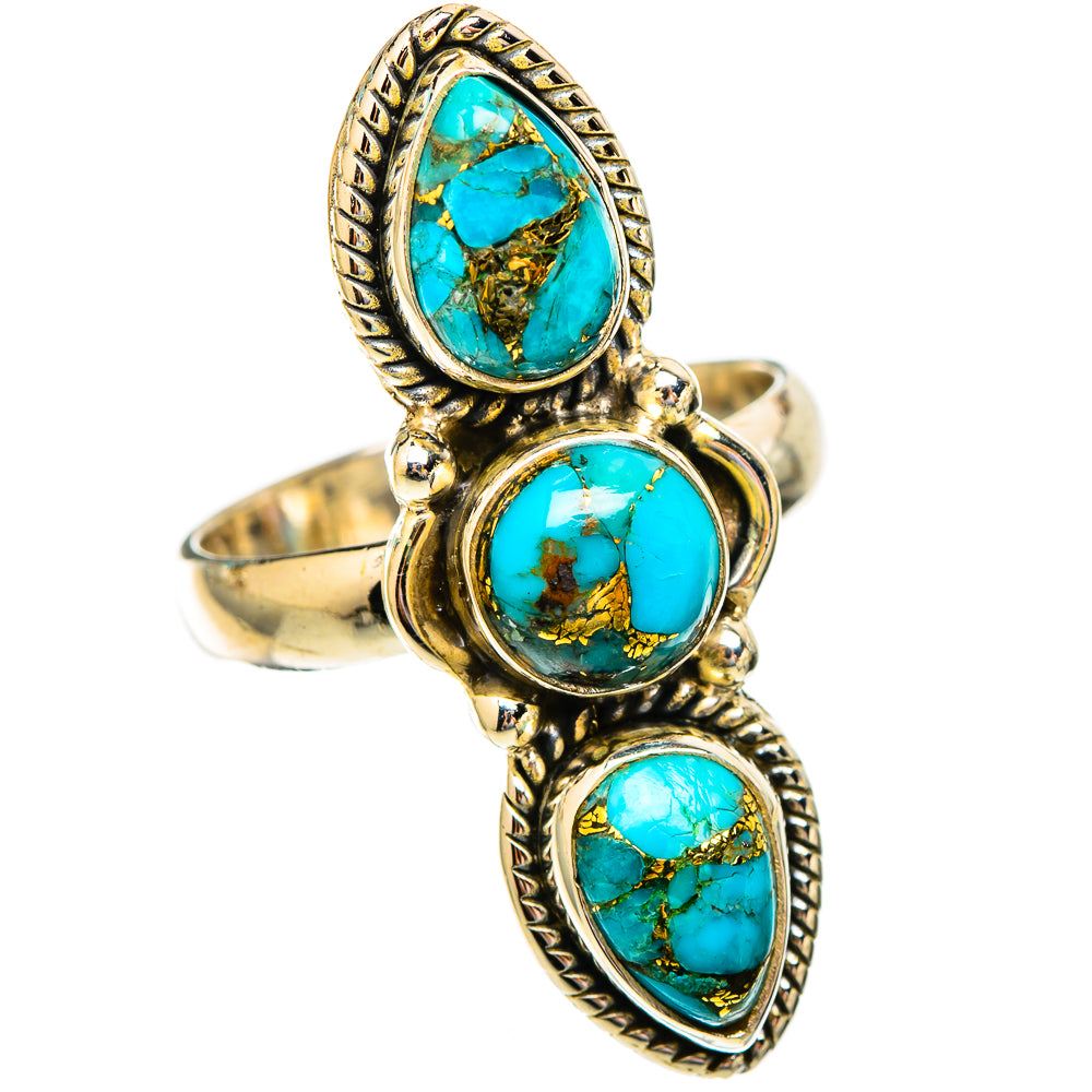 Blue Copper Composite Turquoise Rings handcrafted by Ana Silver Co - RING117135 - Photo 2