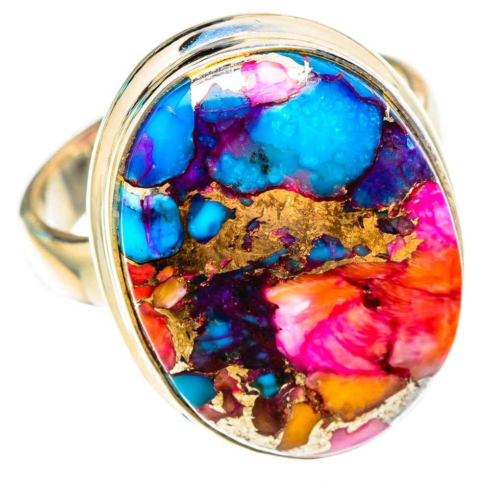 Kingman Pink Dahlia Turquoise Rings handcrafted by Ana Silver Co - RING117155 - Photo 2