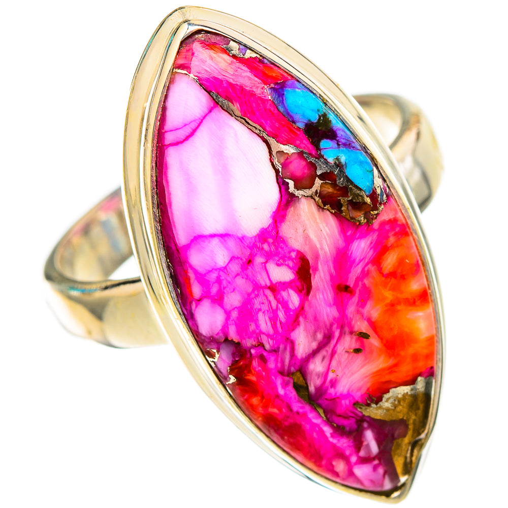 Kingman Pink Dahlia Turquoise Rings handcrafted by Ana Silver Co - RING117156 - Photo 2