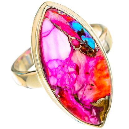 Kingman Pink Dahlia Turquoise Rings handcrafted by Ana Silver Co - RING117156 - Photo 2