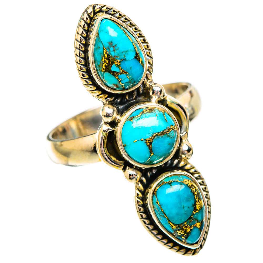 Blue Copper Composite Turquoise Rings handcrafted by Ana Silver Co - RING117163 - Photo 2