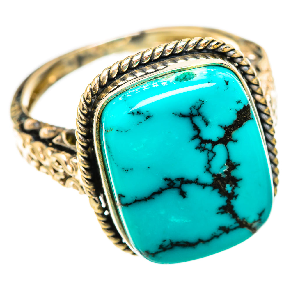 Tibetan Turquoise Rings handcrafted by Ana Silver Co - RING117164 - Photo 2