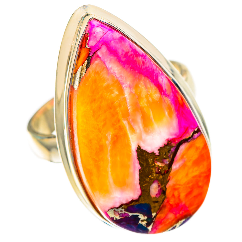 Kingman Pink Dahlia Turquoise Rings handcrafted by Ana Silver Co - RING117172 - Photo 2
