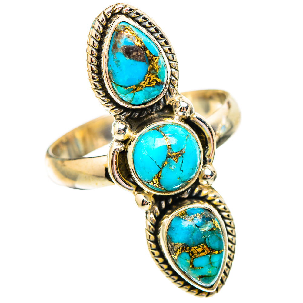 Blue Copper Composite Turquoise Rings handcrafted by Ana Silver Co - RING117178 - Photo 2