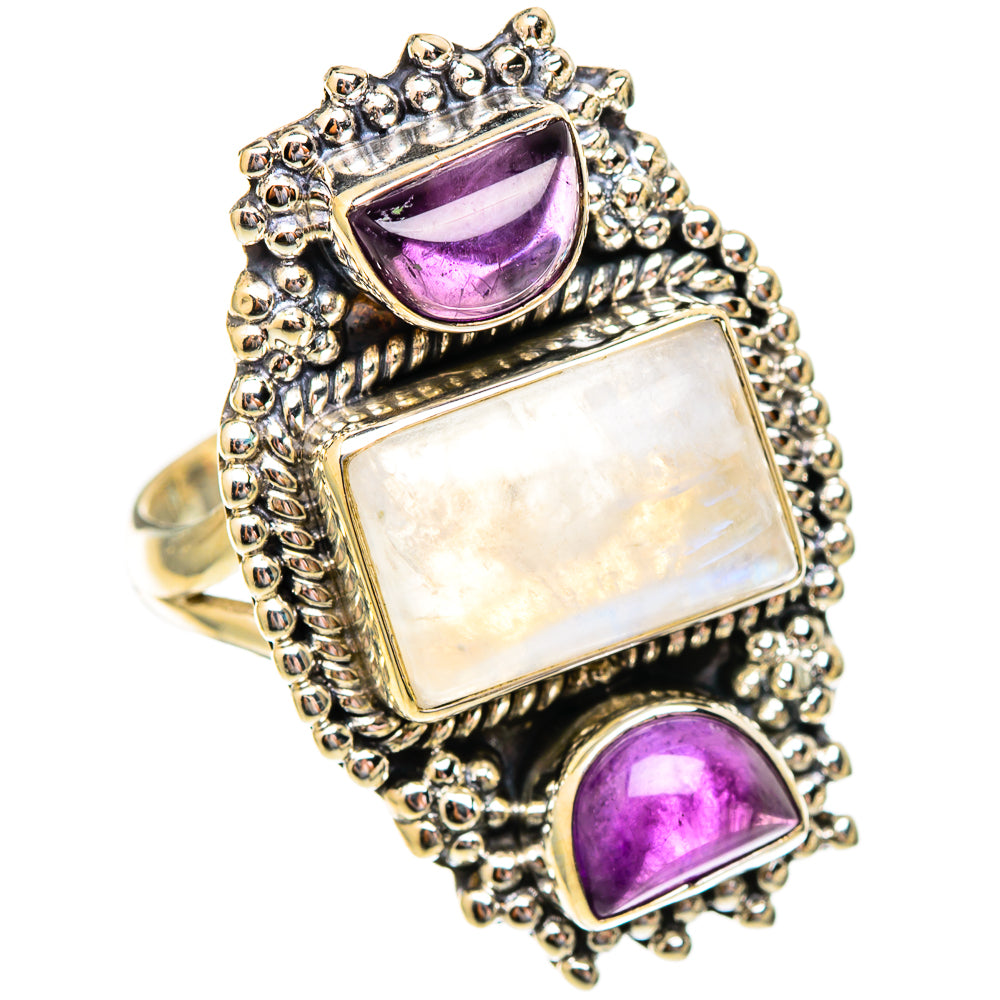 Rainbow Moonstone Rings handcrafted by Ana Silver Co - RING117189 - Photo 2