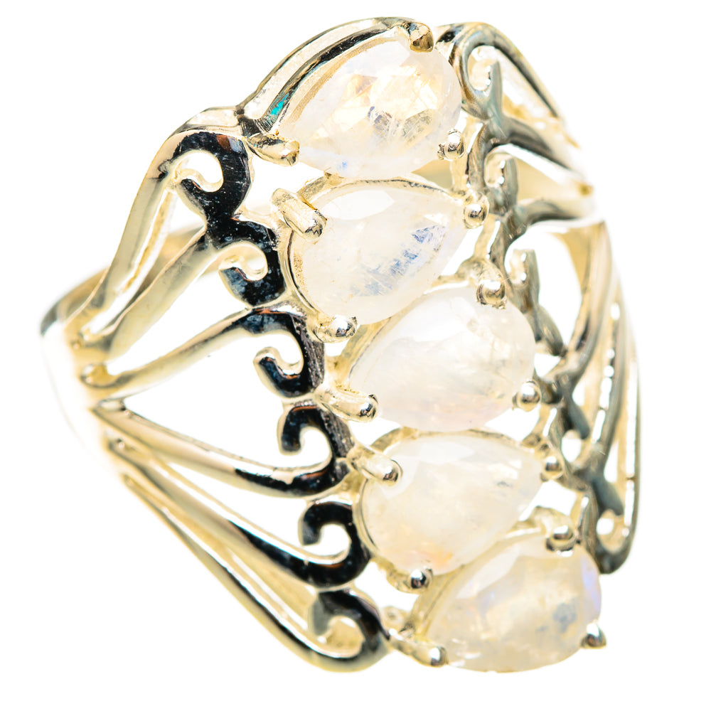 Rainbow Moonstone Rings handcrafted by Ana Silver Co - RING117197 - Photo 2