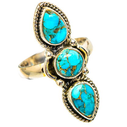 Blue Copper Composite Turquoise Rings handcrafted by Ana Silver Co - RING117203 - Photo 2