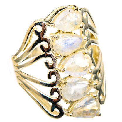 Rainbow Moonstone Rings handcrafted by Ana Silver Co - RING117222 - Photo 2