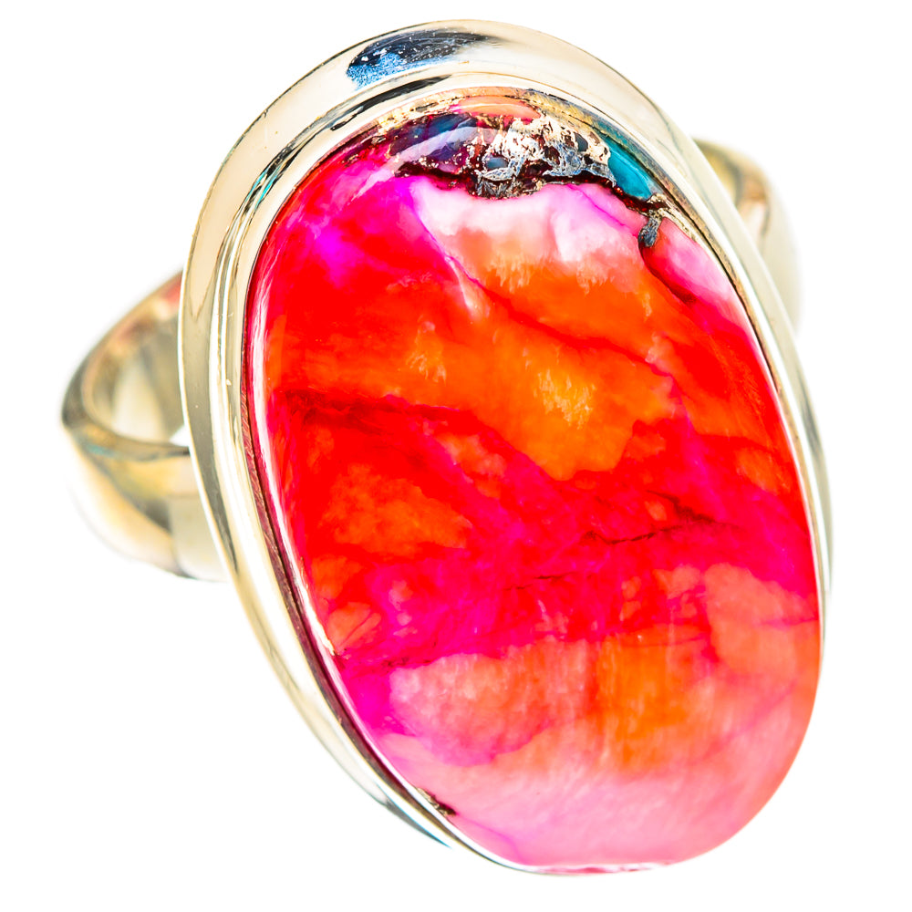 Kingman Pink Dahlia Turquoise Rings handcrafted by Ana Silver Co - RING117225 - Photo 2