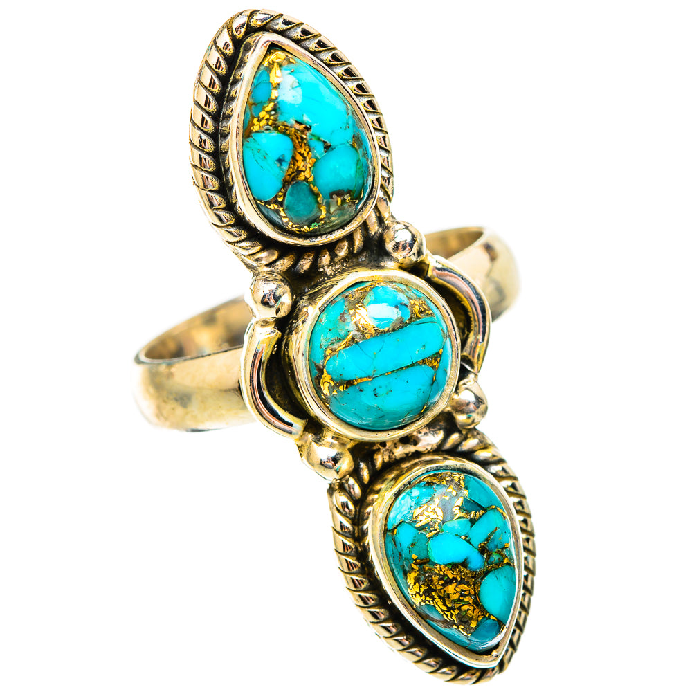 Blue Copper Composite Turquoise Rings handcrafted by Ana Silver Co - RING117230 - Photo 2