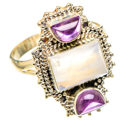 Rainbow Moonstone Rings handcrafted by Ana Silver Co - RING117244 - Photo 2