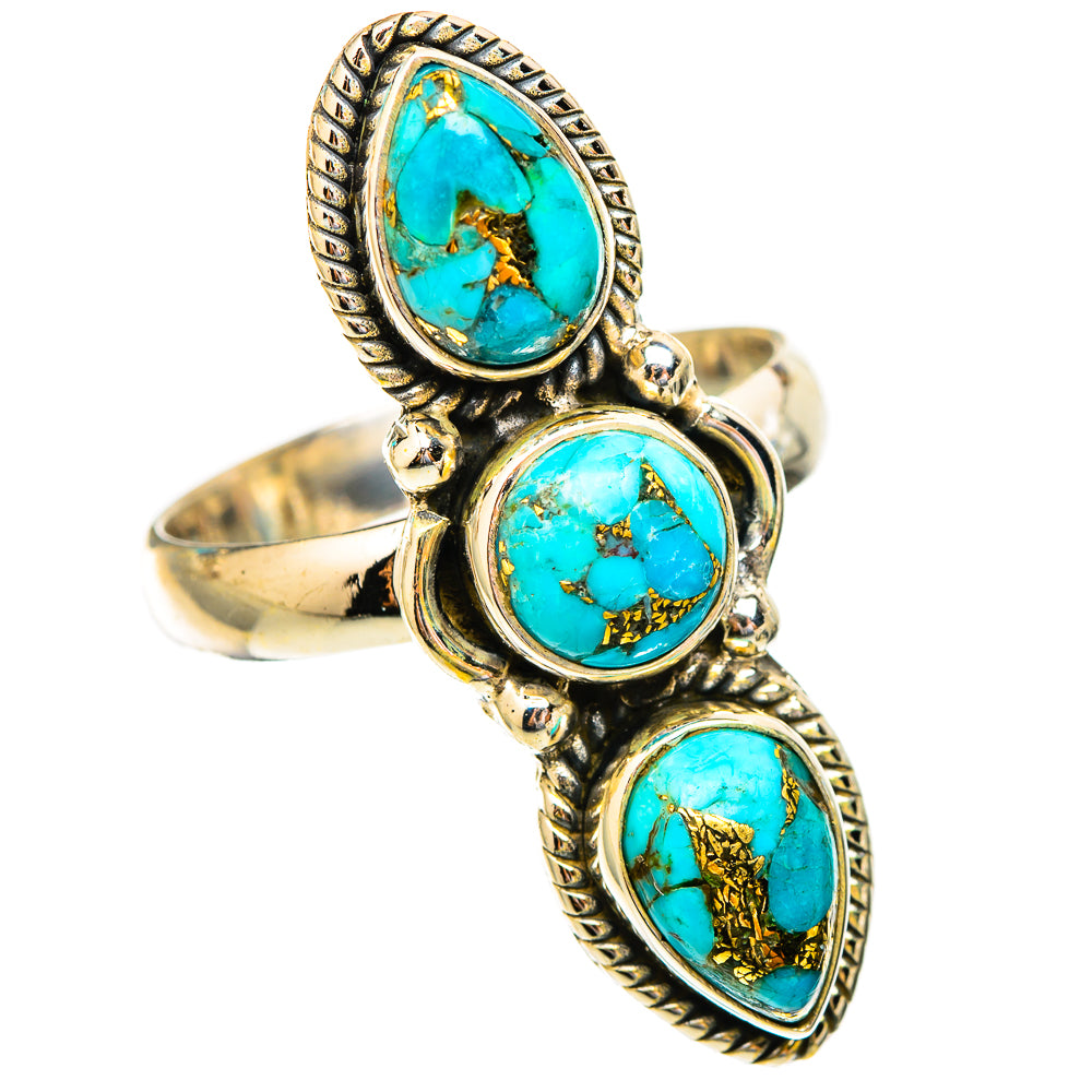 Blue Copper Composite Turquoise Rings handcrafted by Ana Silver Co - RING117257 - Photo 2