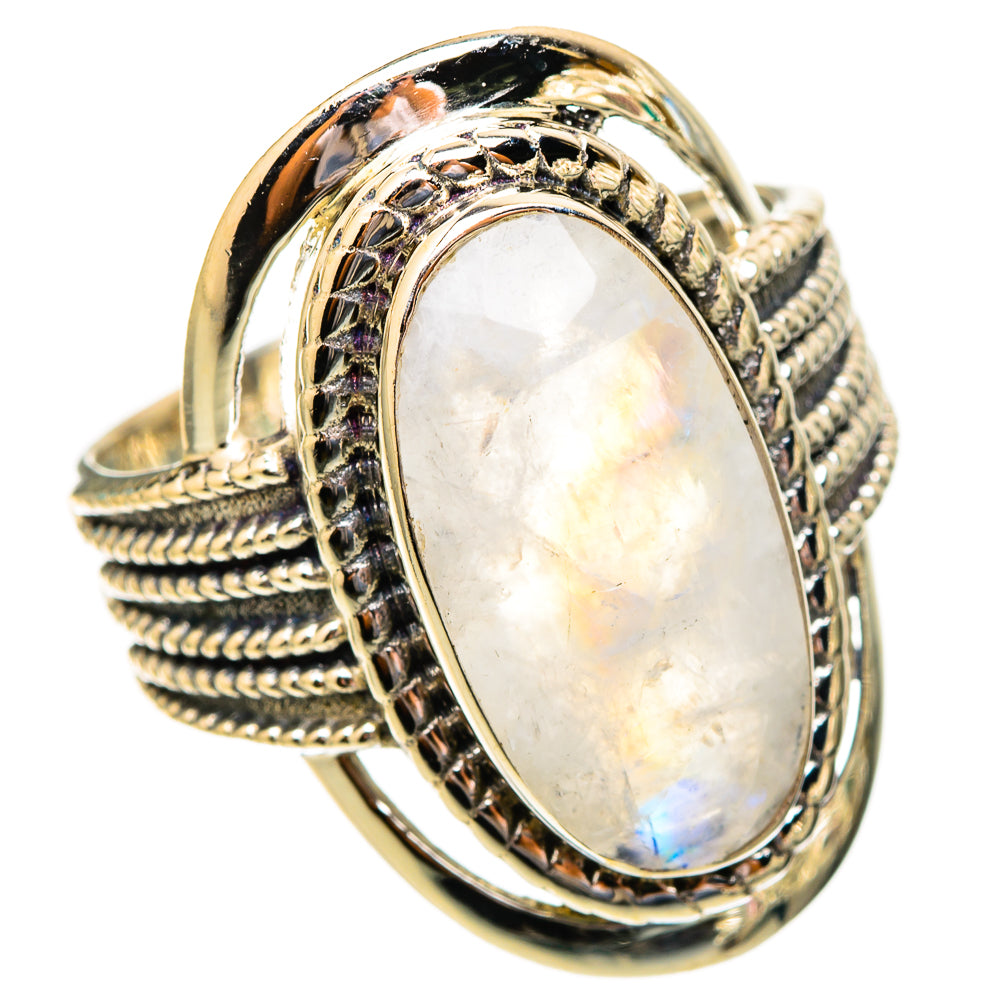 Rainbow Moonstone Rings handcrafted by Ana Silver Co - RING117276 - Photo 2