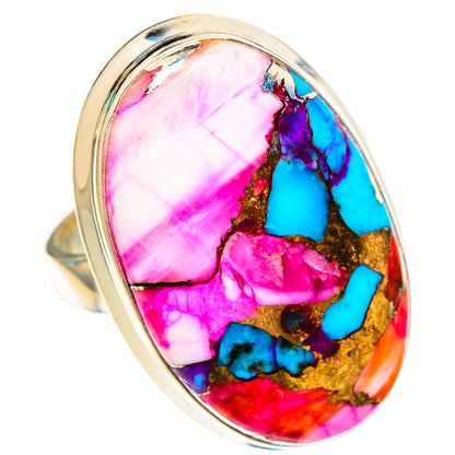 Kingman Pink Dahlia Turquoise Rings handcrafted by Ana Silver Co - RING117278 - Photo 2