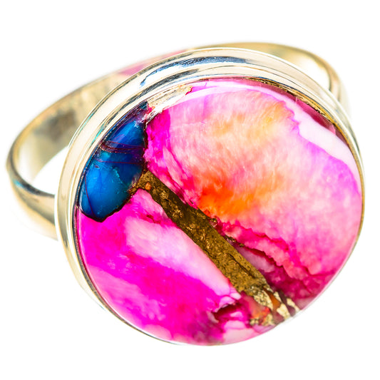 Kingman Pink Dahlia Turquoise Rings handcrafted by Ana Silver Co - RING117279 - Photo 2
