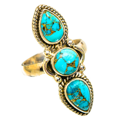 Blue Copper Composite Turquoise Rings handcrafted by Ana Silver Co - RING117286 - Photo 2