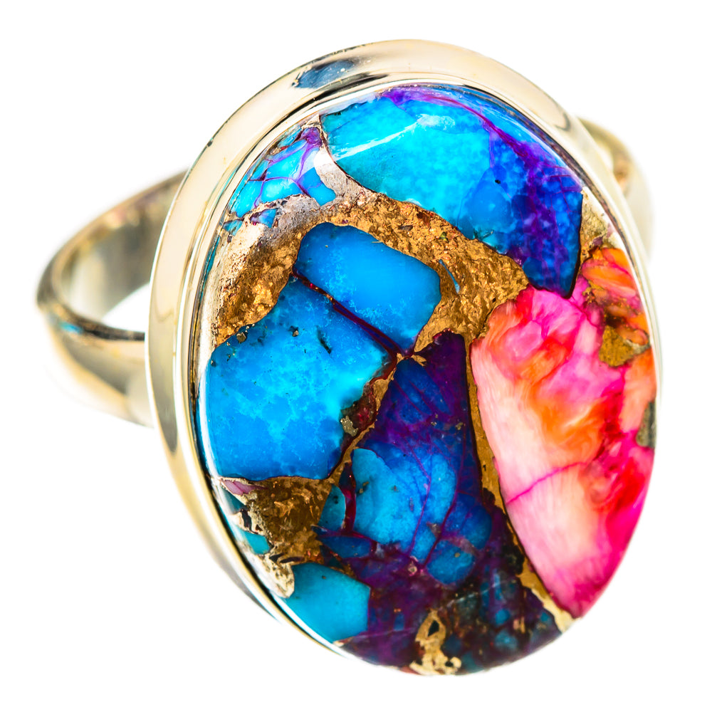 Kingman Pink Dahlia Turquoise Rings handcrafted by Ana Silver Co - RING117306 - Photo 2