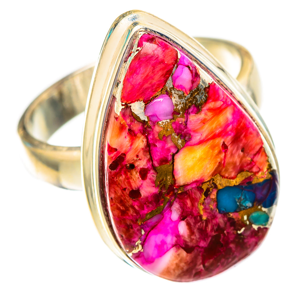 Kingman Pink Dahlia Turquoise Rings handcrafted by Ana Silver Co - RING117307 - Photo 2