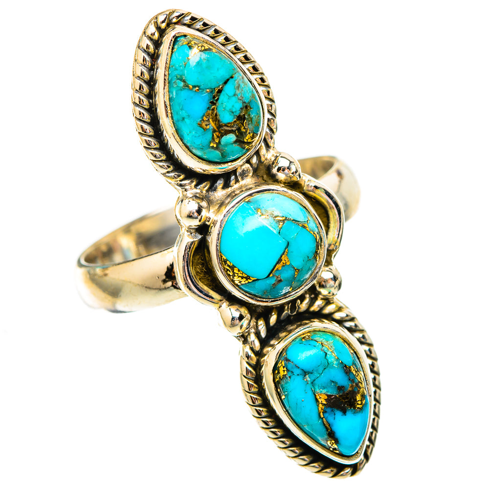 Blue Copper Composite Turquoise Rings handcrafted by Ana Silver Co - RING117312 - Photo 2