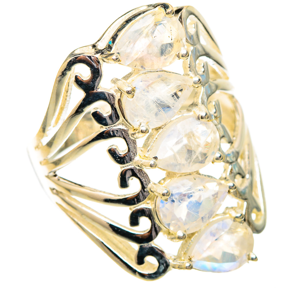 Rainbow Moonstone Rings handcrafted by Ana Silver Co - RING117330 - Photo 2