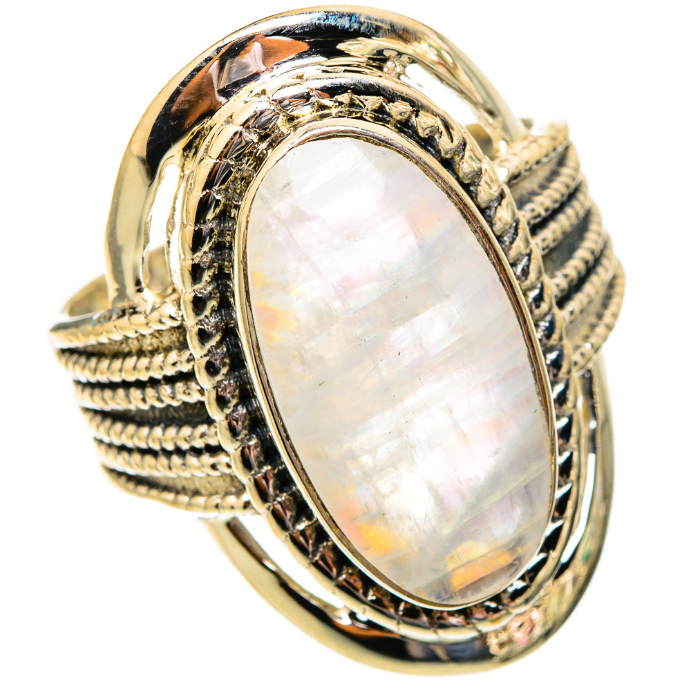 Rainbow Moonstone Rings handcrafted by Ana Silver Co - RING117331 - Photo 2