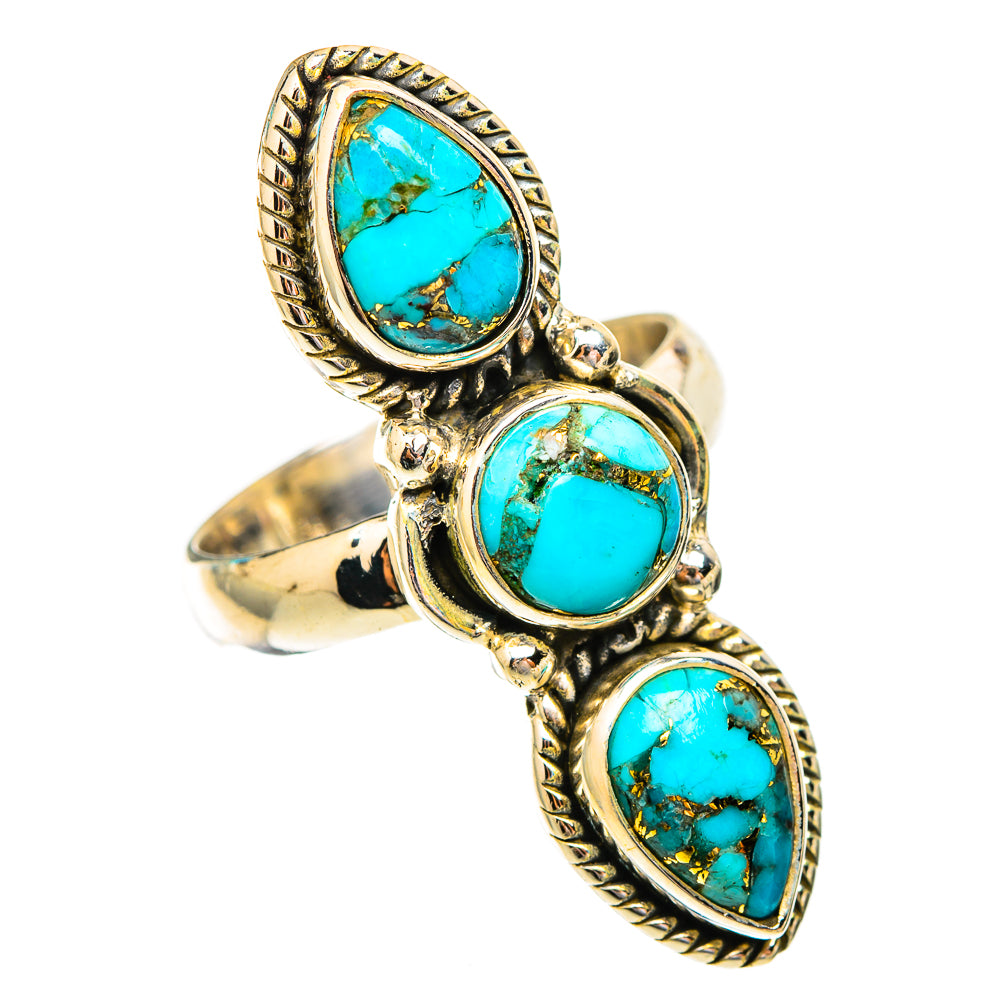 Blue Copper Composite Turquoise Rings handcrafted by Ana Silver Co - RING117336 - Photo 2