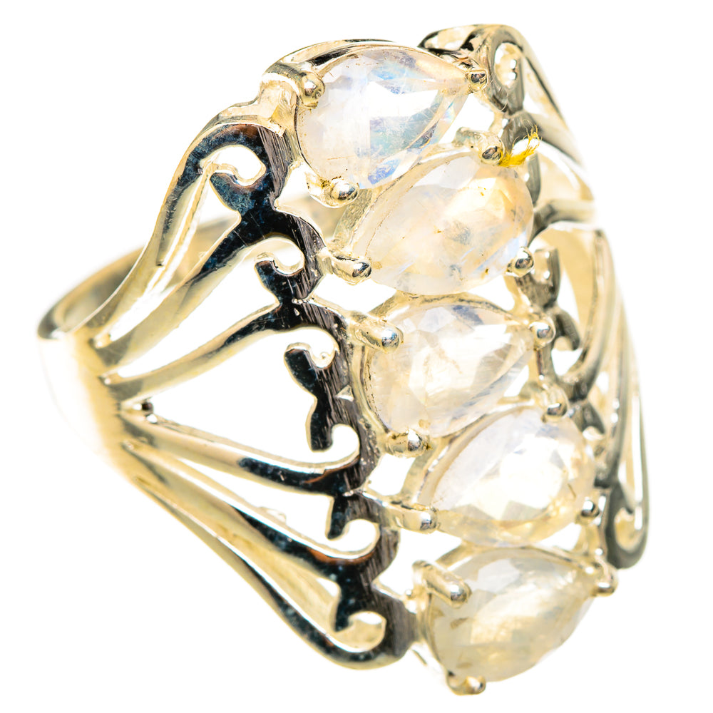 Rainbow Moonstone Rings handcrafted by Ana Silver Co - RING117354 - Photo 2