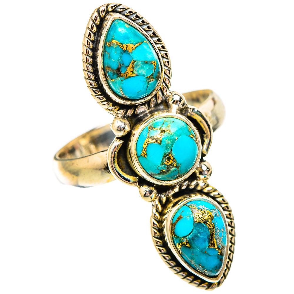 Blue Copper Composite Turquoise Rings handcrafted by Ana Silver Co - RING117359 - Photo 2