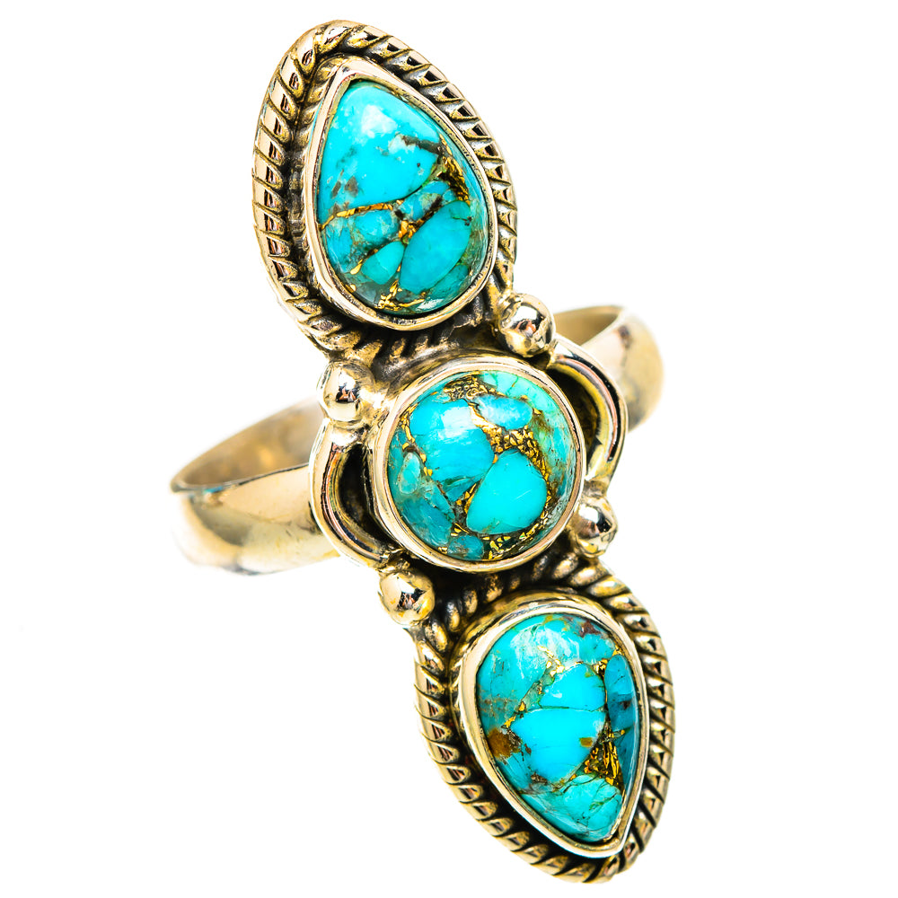 Blue Copper Composite Turquoise Rings handcrafted by Ana Silver Co - RING117378 - Photo 2