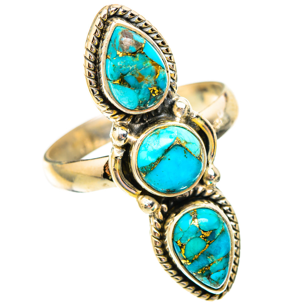 Blue Copper Composite Turquoise Rings handcrafted by Ana Silver Co - RING117400 - Photo 2