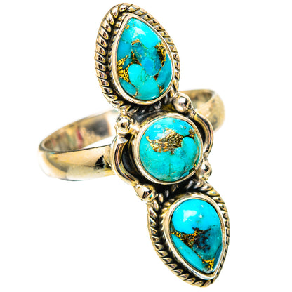 Blue Copper Composite Turquoise Rings handcrafted by Ana Silver Co - RING117403 - Photo 2