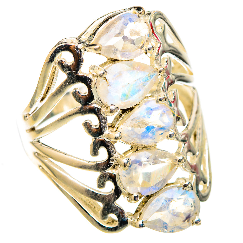 Rainbow Moonstone Rings handcrafted by Ana Silver Co - RING117425 - Photo 2