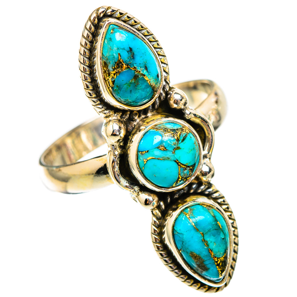 Blue Copper Composite Turquoise Rings handcrafted by Ana Silver Co - RING117432 - Photo 2