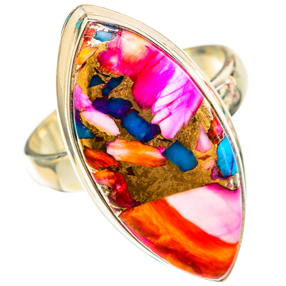 Kingman Pink Dahlia Turquoise Rings handcrafted by Ana Silver Co - RING117454 - Photo 2