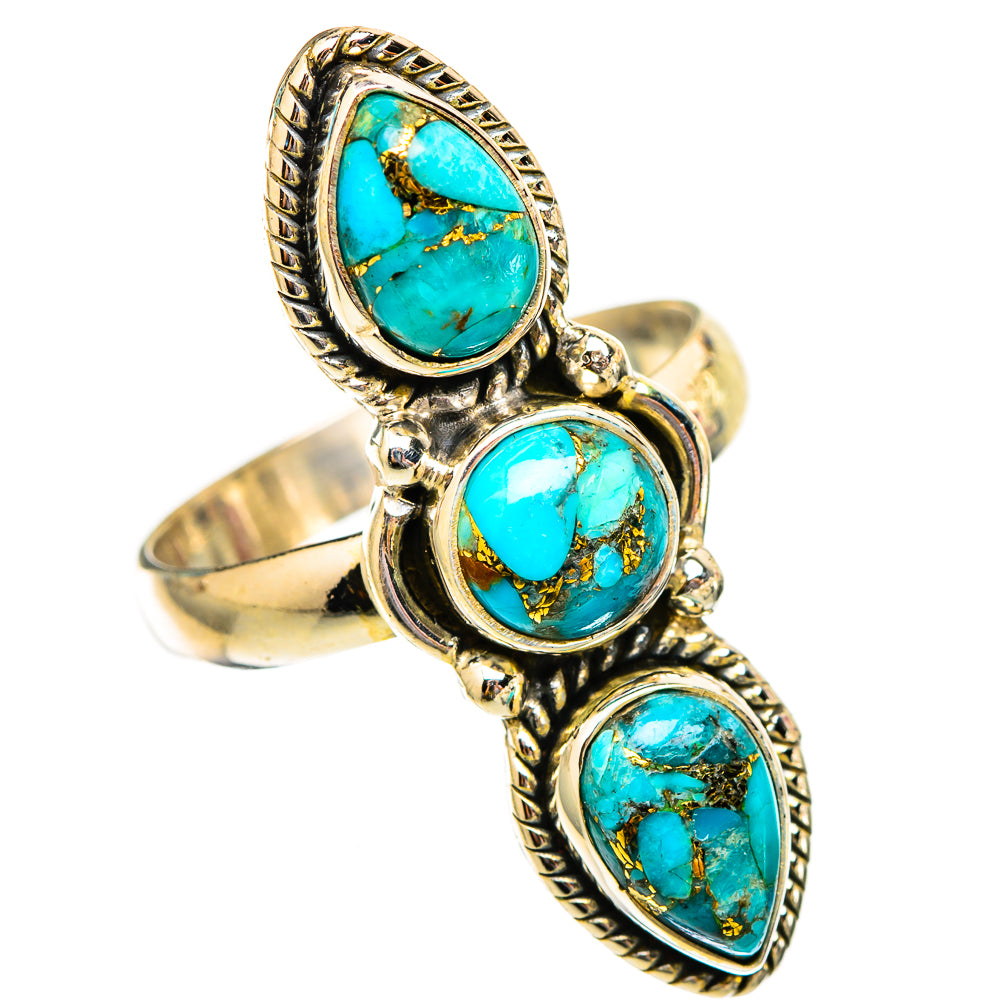 Blue Copper Composite Turquoise Rings handcrafted by Ana Silver Co - RING117463 - Photo 2